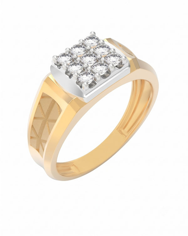 Gold & Diamond Square Ring For Men | KRC20265 | Kesav Diamond