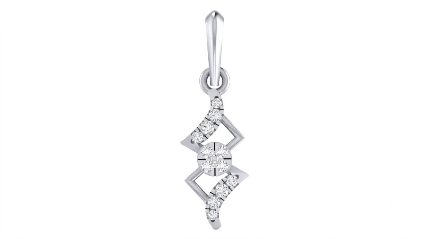 White gold and diamond pendant with a white background