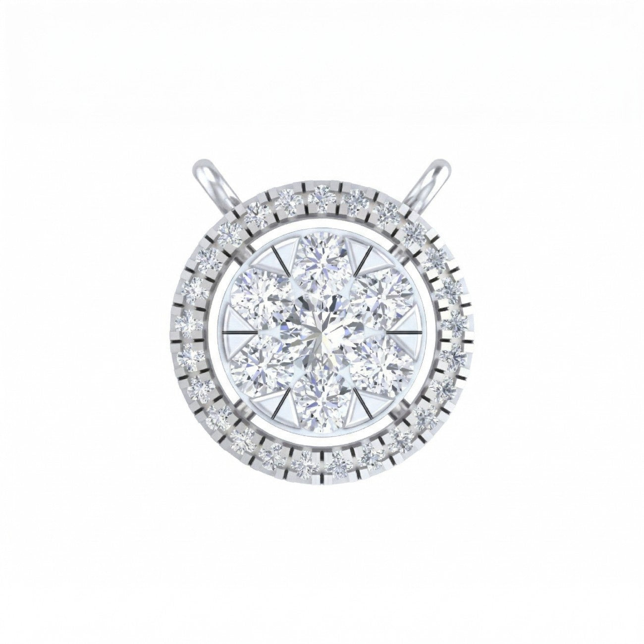 White gold & diamond round mangalsutra on white background