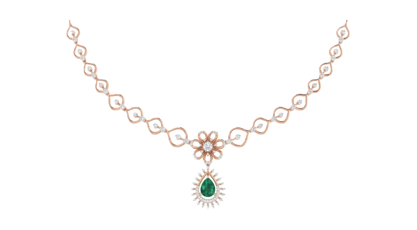 Gold & Diamond Gemstone Necklace Set KRC60046