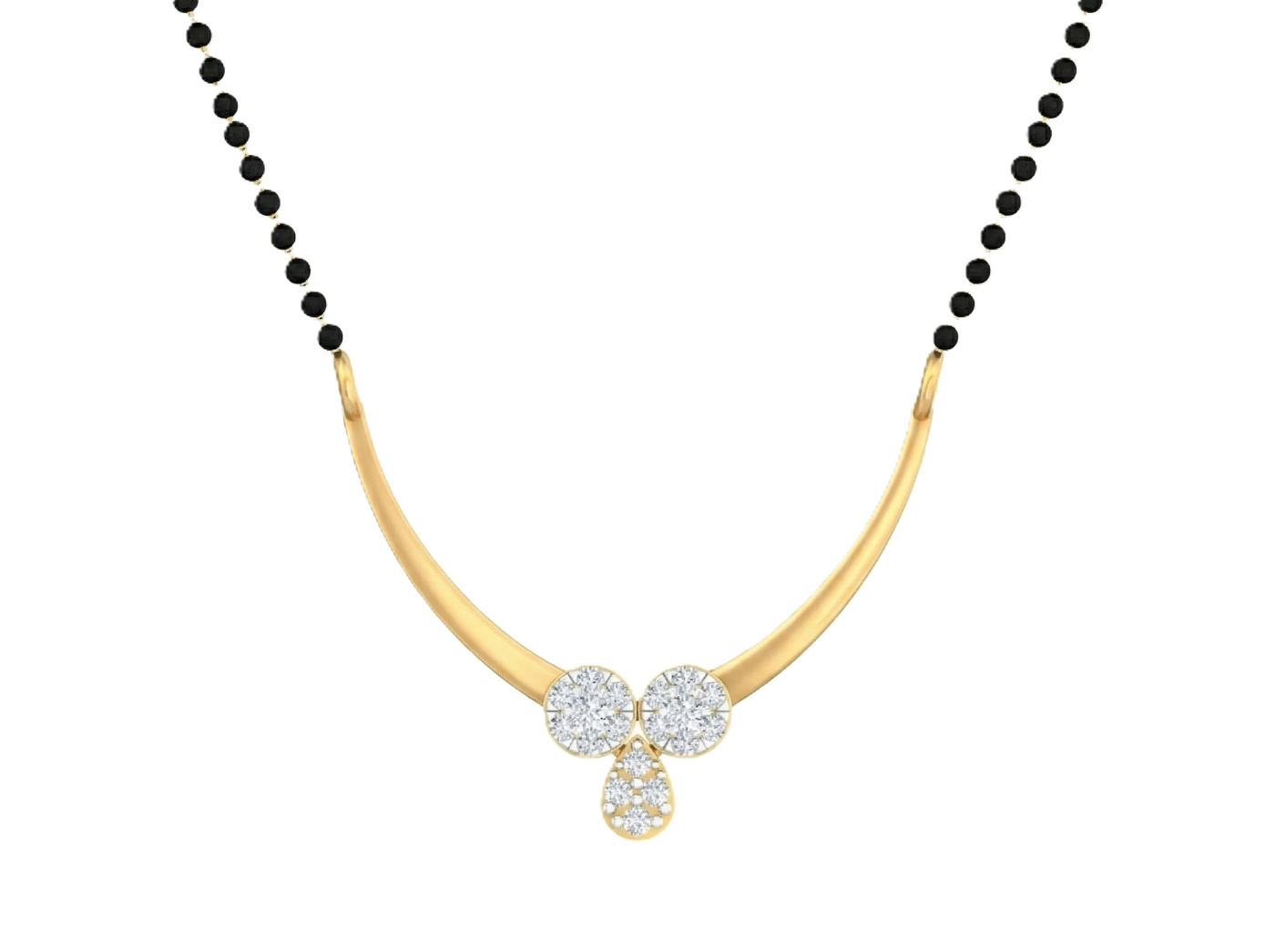 Gold & Diamond Modern Floral Mangalsutra For Women KRB50024