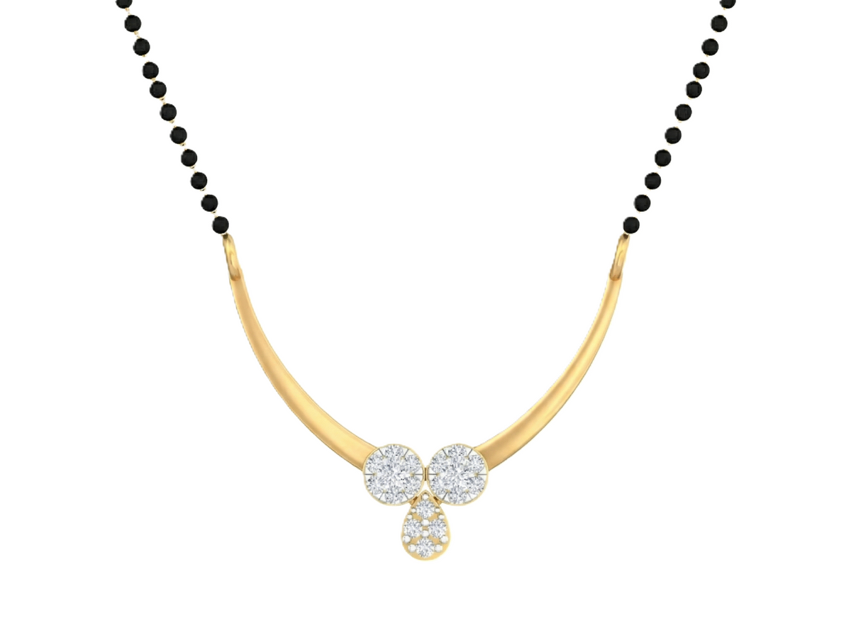 Gold & Diamond Beaded Mangalsutra For Women KRB50024