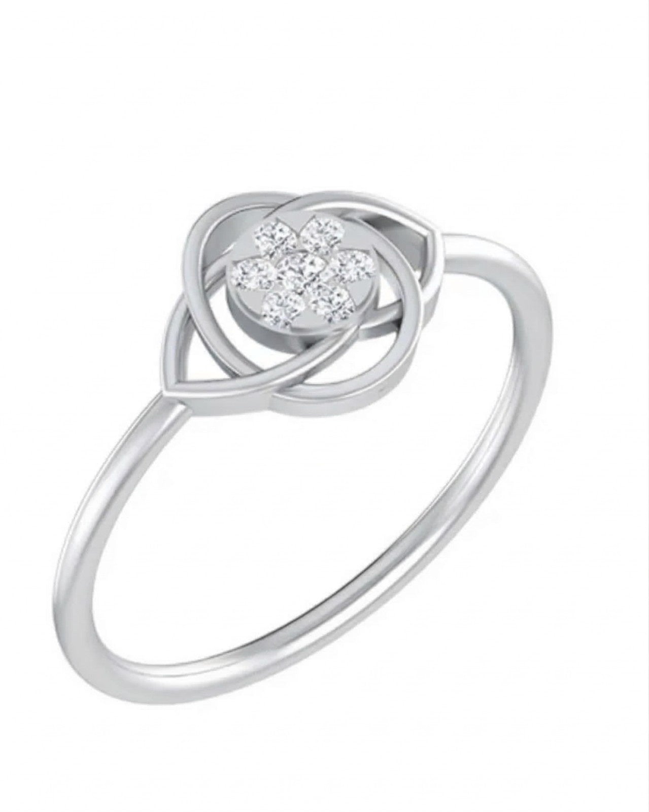 White gold ring with a diamond on a white background