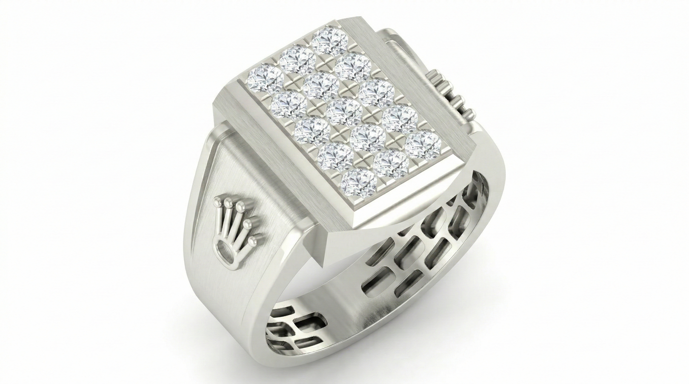 Gold & Diamond Band Ring For Men KRC20125