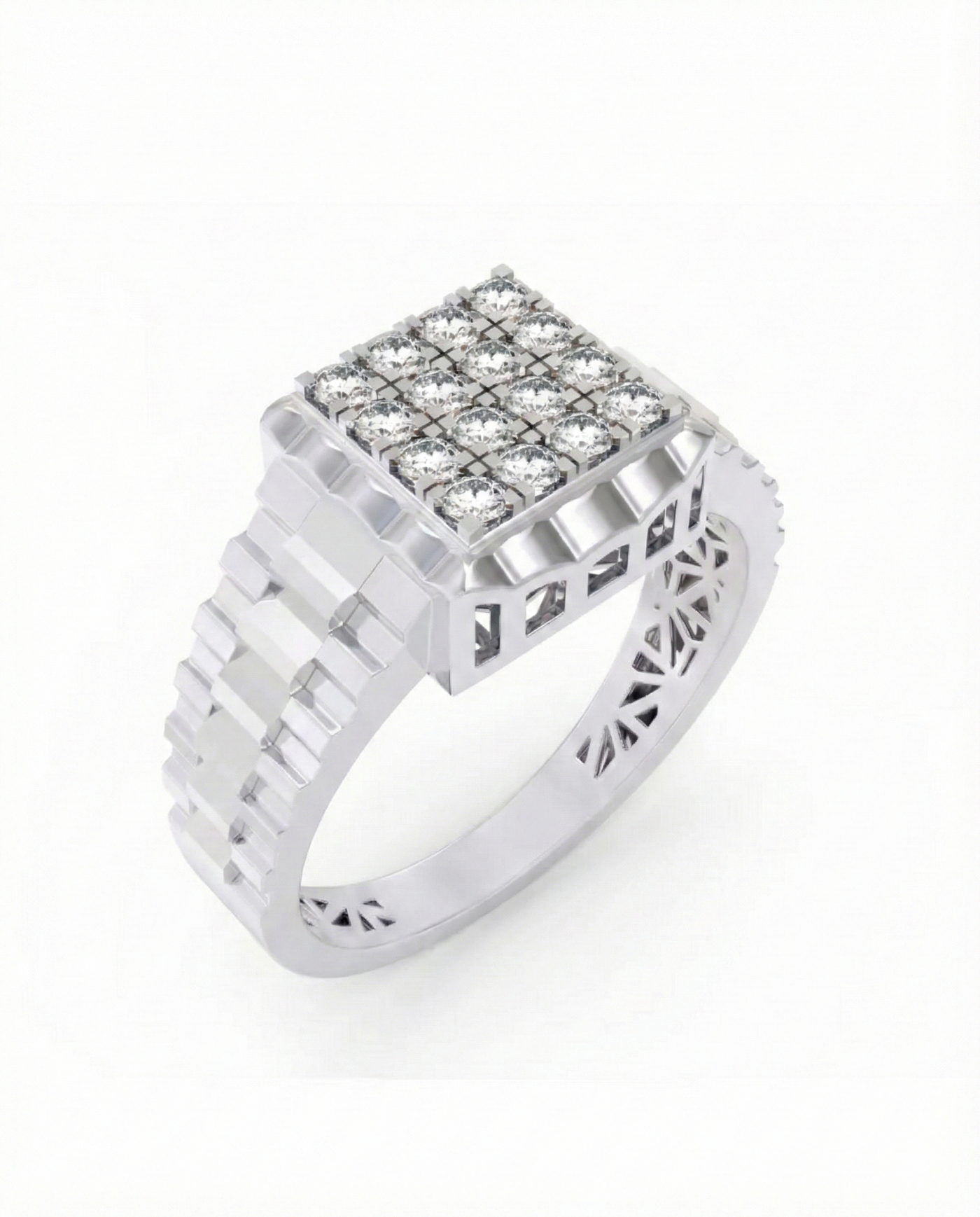 Gold & Diamond Square Ring For Men KRC20241