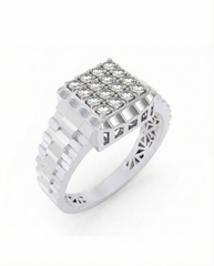 18K Gold & Diamond Square Ring For Men KRC60252