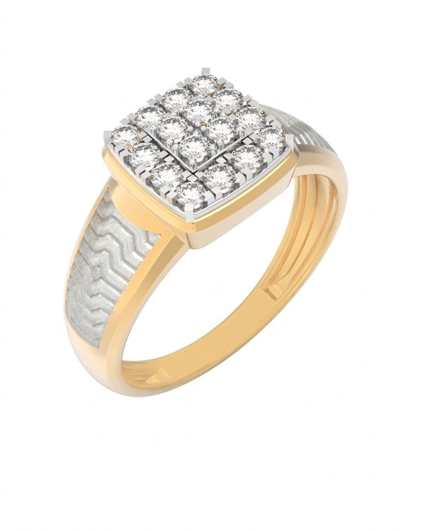 Gold & Diamond Square Ring For Men KRC20264