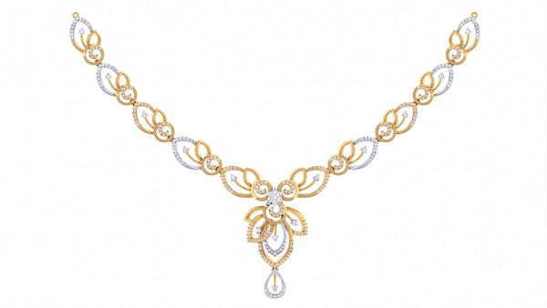 14K गोल्ड और डायमंड नेकलेस सेट KRI44026N