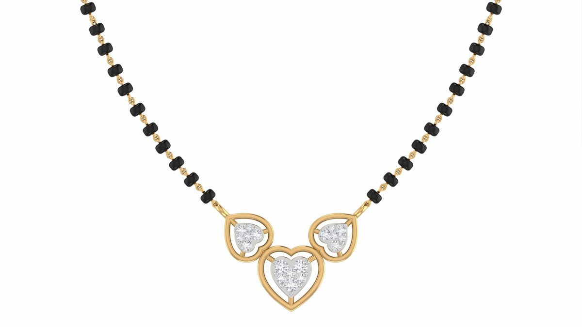 Gold & Diamond Heart Mangalsutra For Women KRC50109