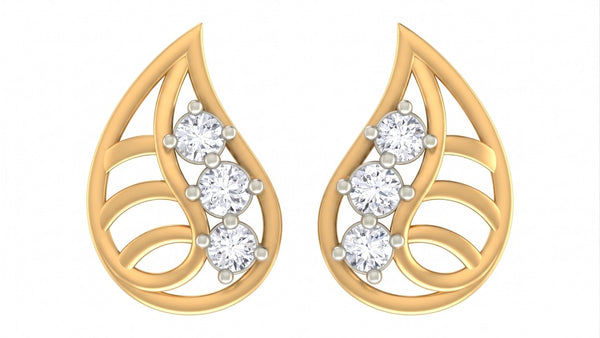 Gold & Diamond Teardrop-shaped Stud Earring Women KRC40555E