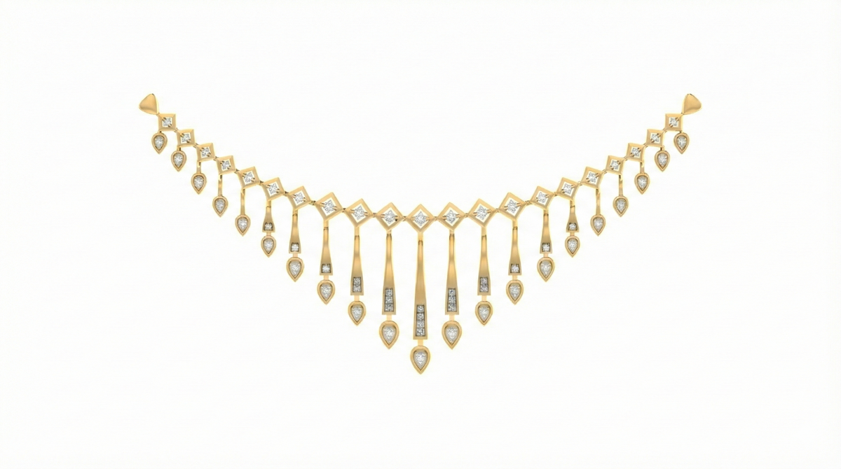 14K Gold & Diamond Choker Necklace Set KRB44101N-A