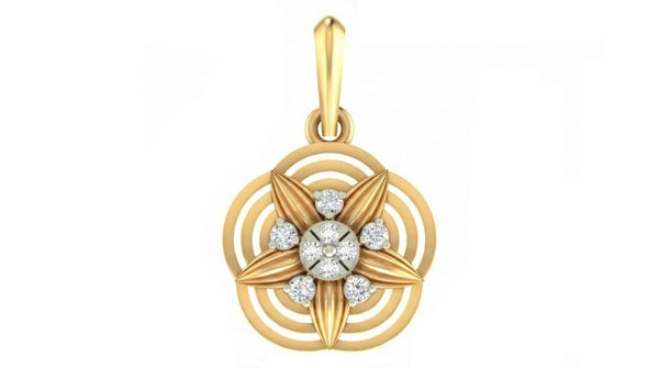 Gold & Diamond Floral Pendant Set KRC40592