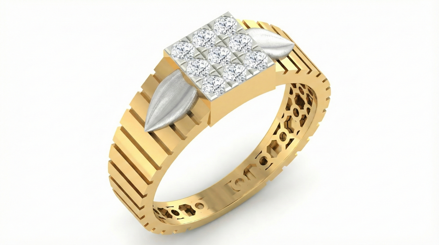 Gold & Diamond Engagement Ring For Men KRC20184