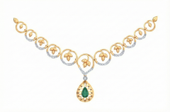14K Gold & Diamond Women Gemstone Necklace Set KRB44063NR
