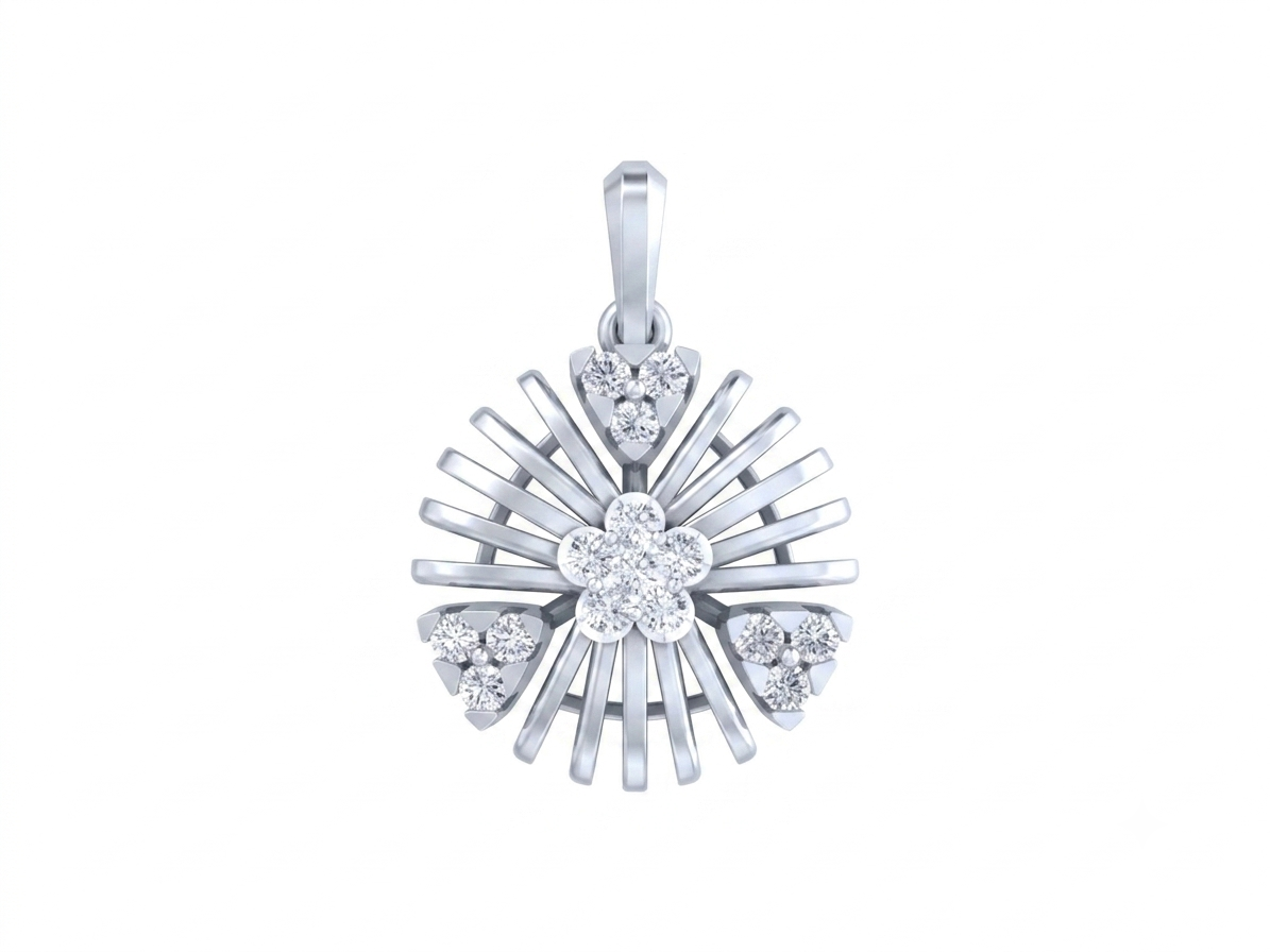 Gold & Diamond Floral Pendant Set KRC40691