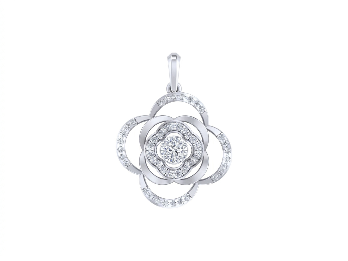Gold & Diamond Floral Pendant Set KRC40729