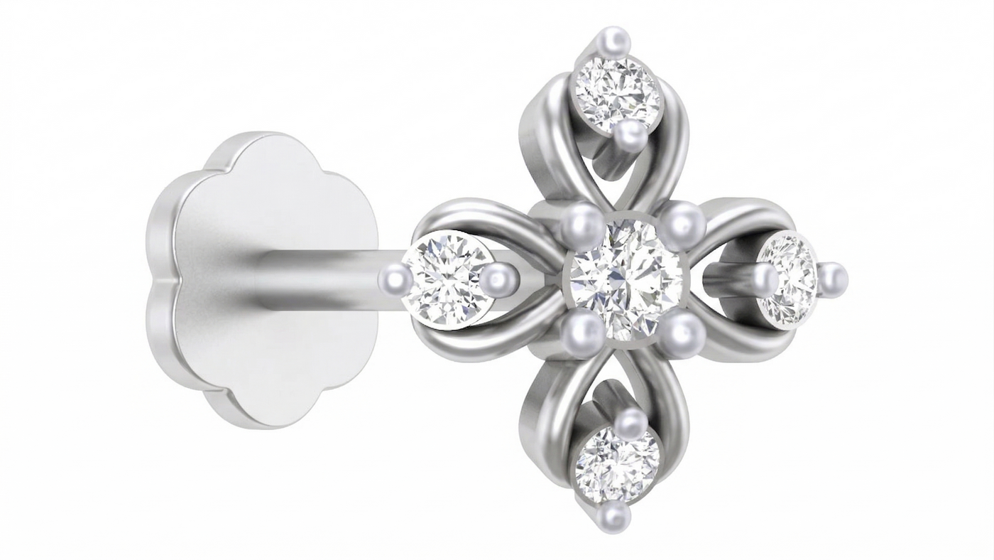 Gold & Diamond Stud Nose Pin KRC80123