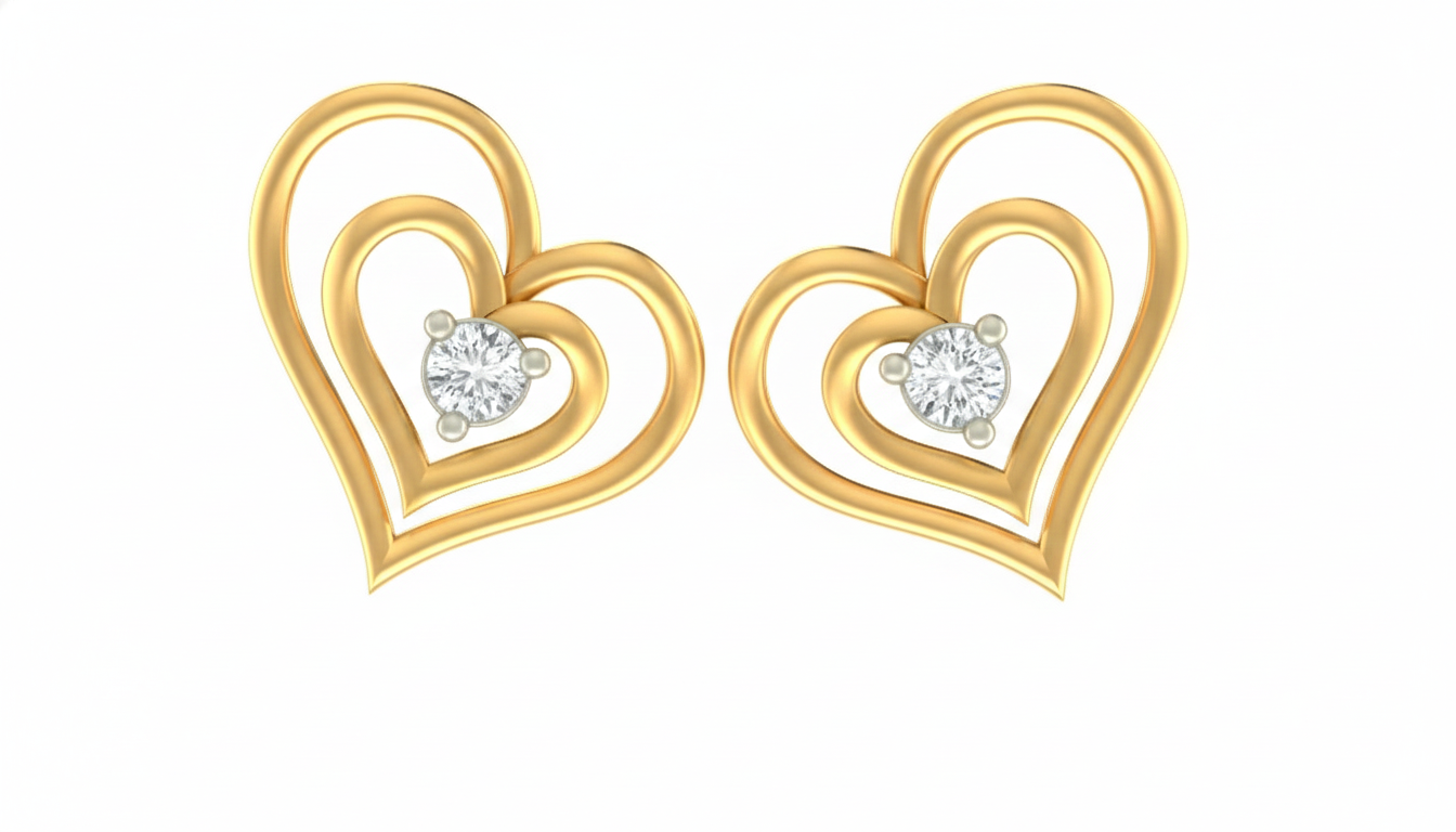 Gold & Diamond Solitaire Women Earring KRC40557E