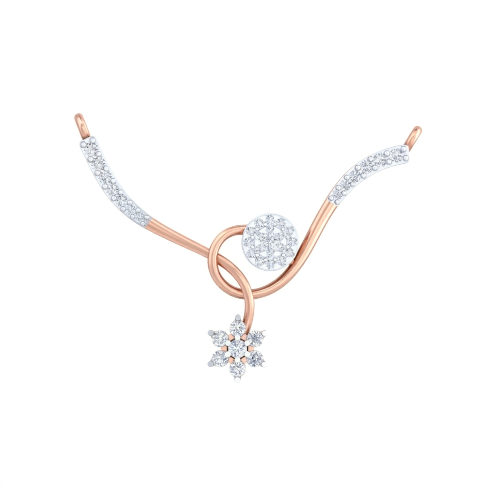 Gold & Diamond Floral Mangalsutra For Women KRC50087
