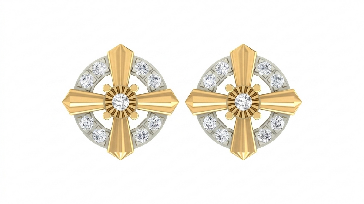 Gold & Diamond Women Stud Earring KRC40717E