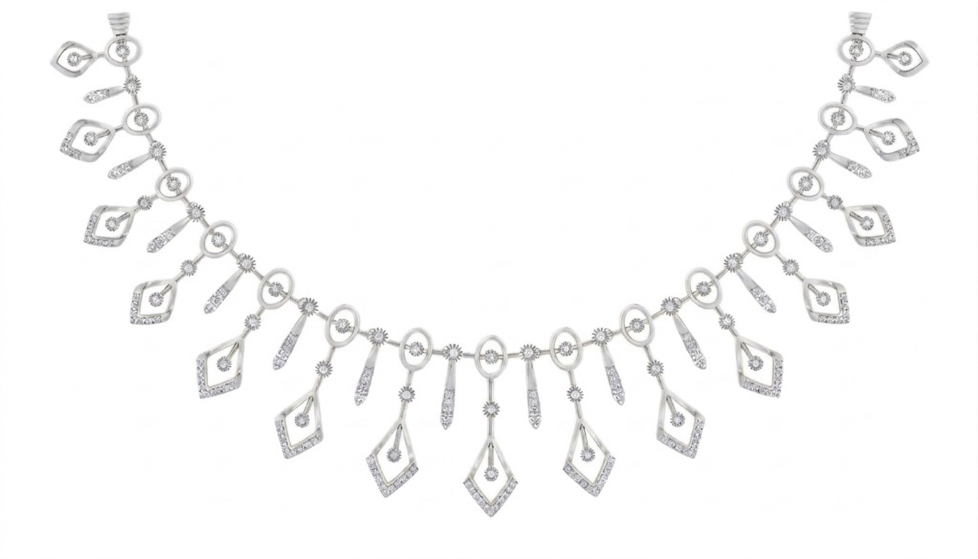 Gold & Diamond Choker Necklace Set KRC60158