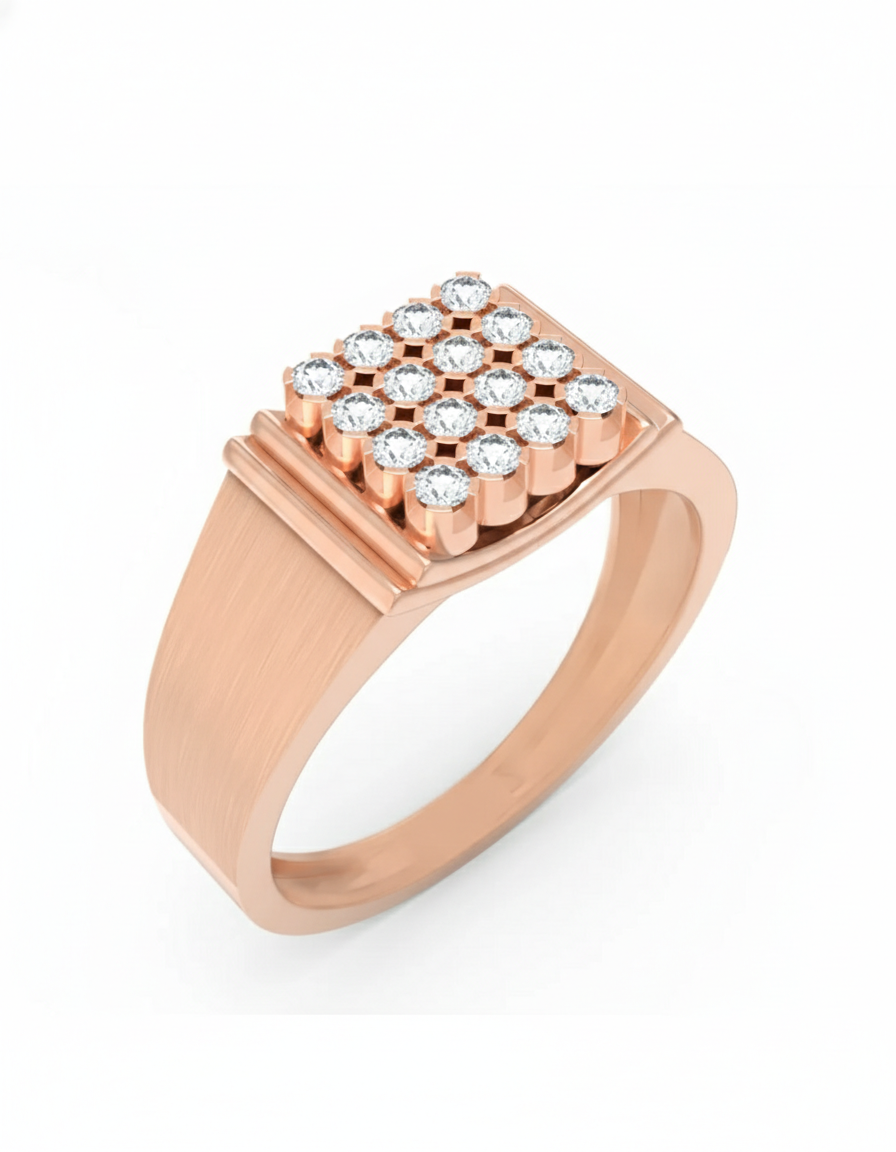 Gold & Diamond Band Square Ring For Men KRC20246
