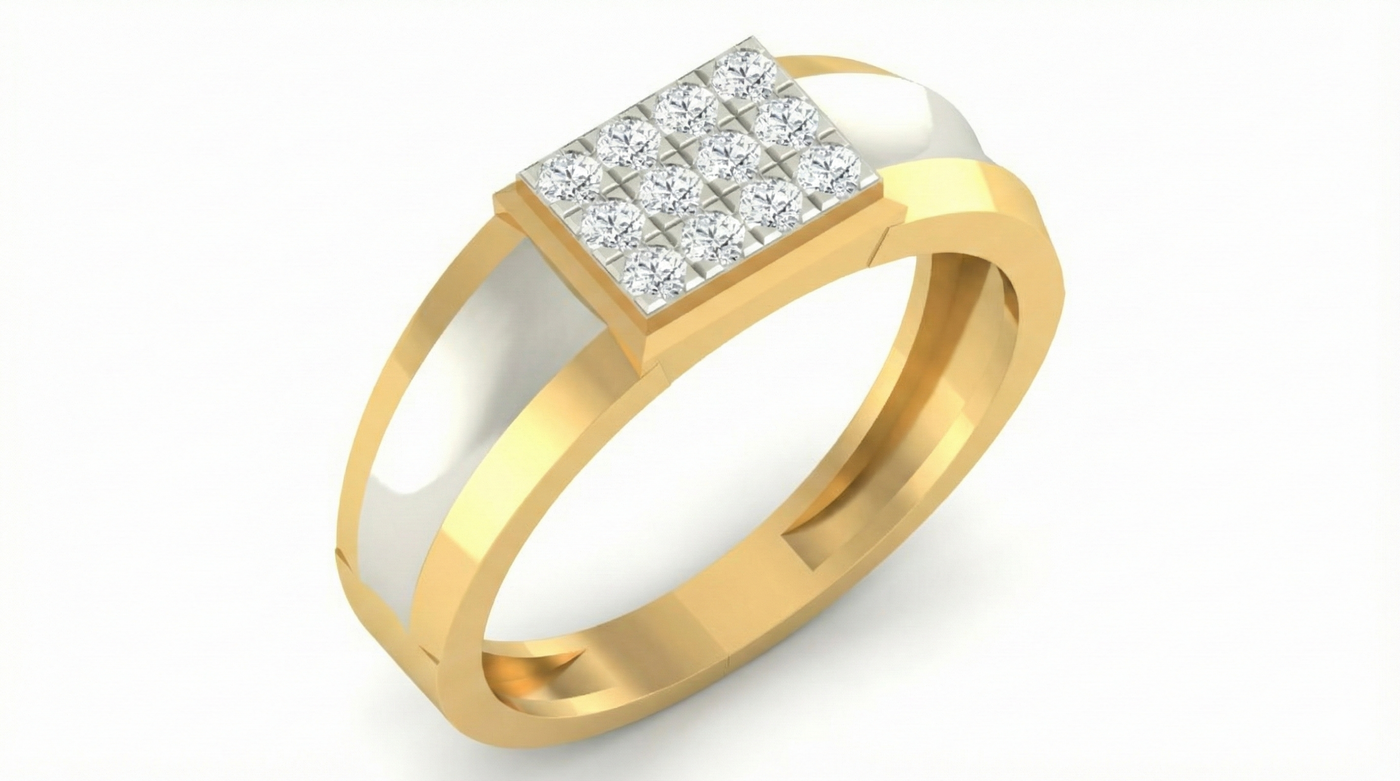 Gold & Diamond Band Ring For Men KRB20281