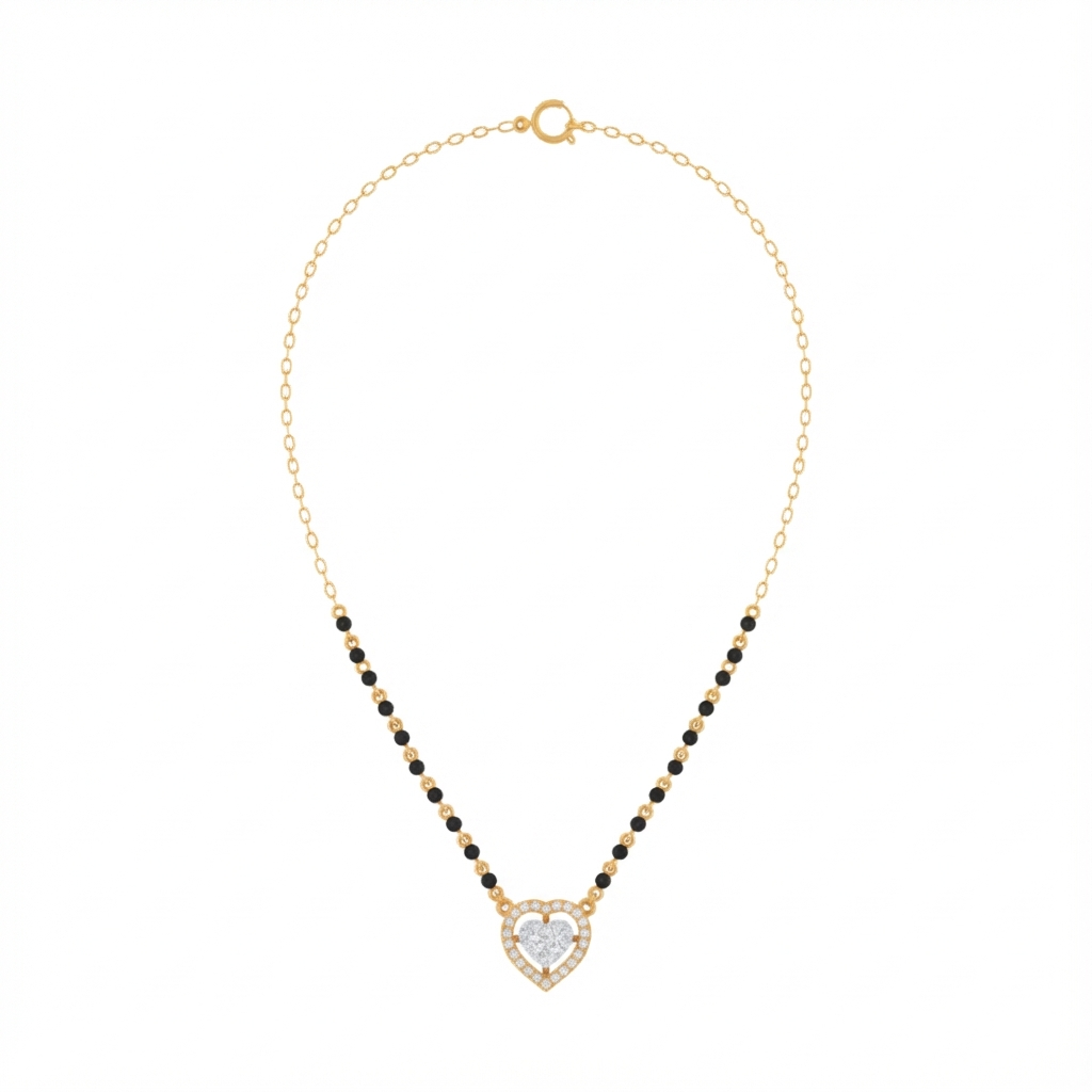 18K Gold & Diamond Heart Mangalsutra For Women KRE90086