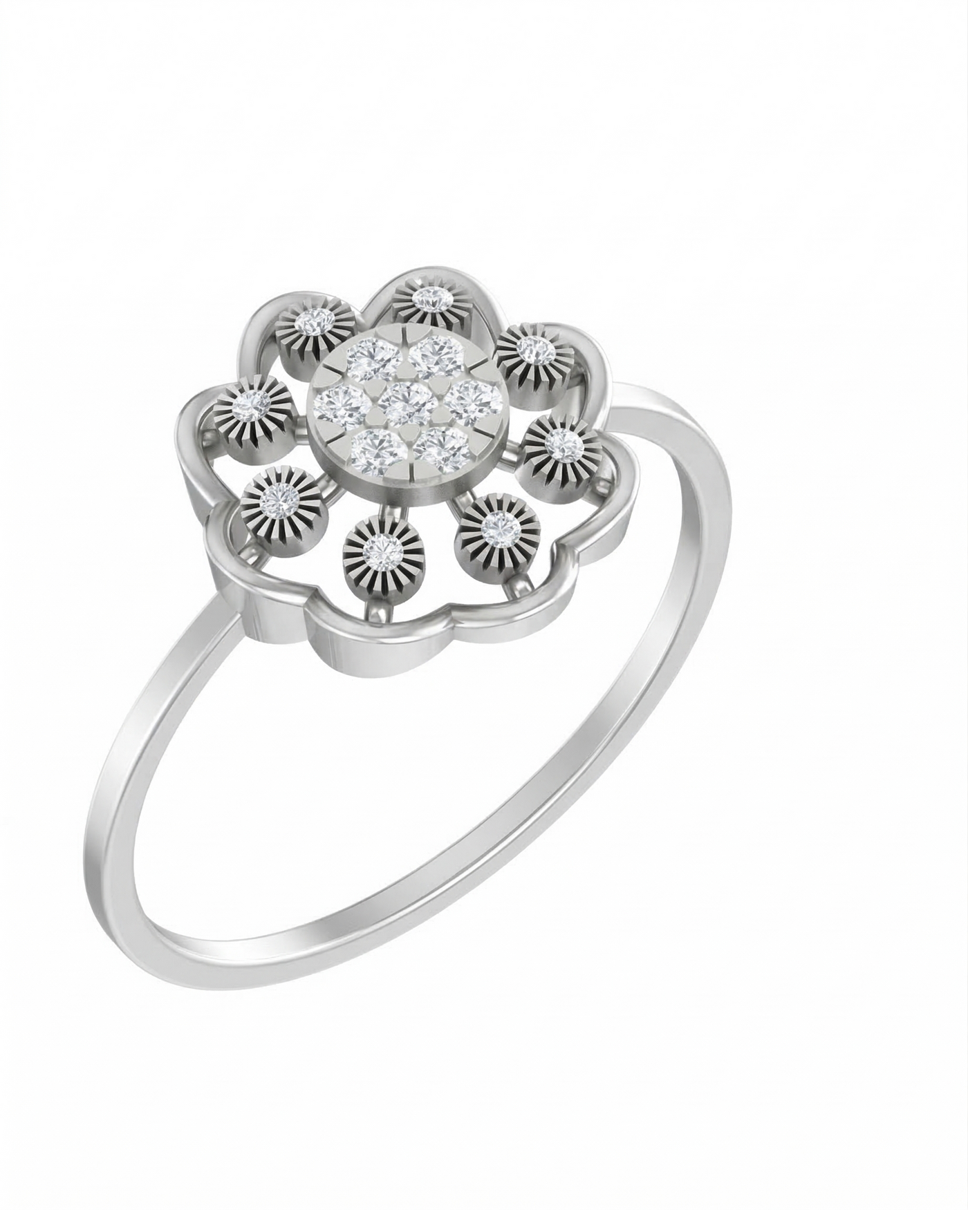 Gold & Diamond Floral Ring For Women KRB10066