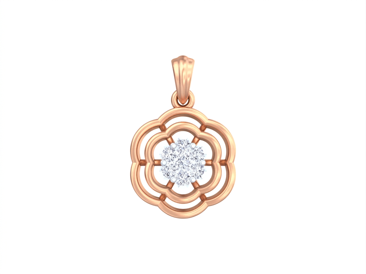 Gold & Diamond Floral Pendant Set KRC40611
