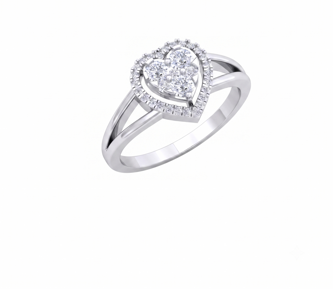 Gold & Diamond Heart-Shaped Ring For Women KRC10795