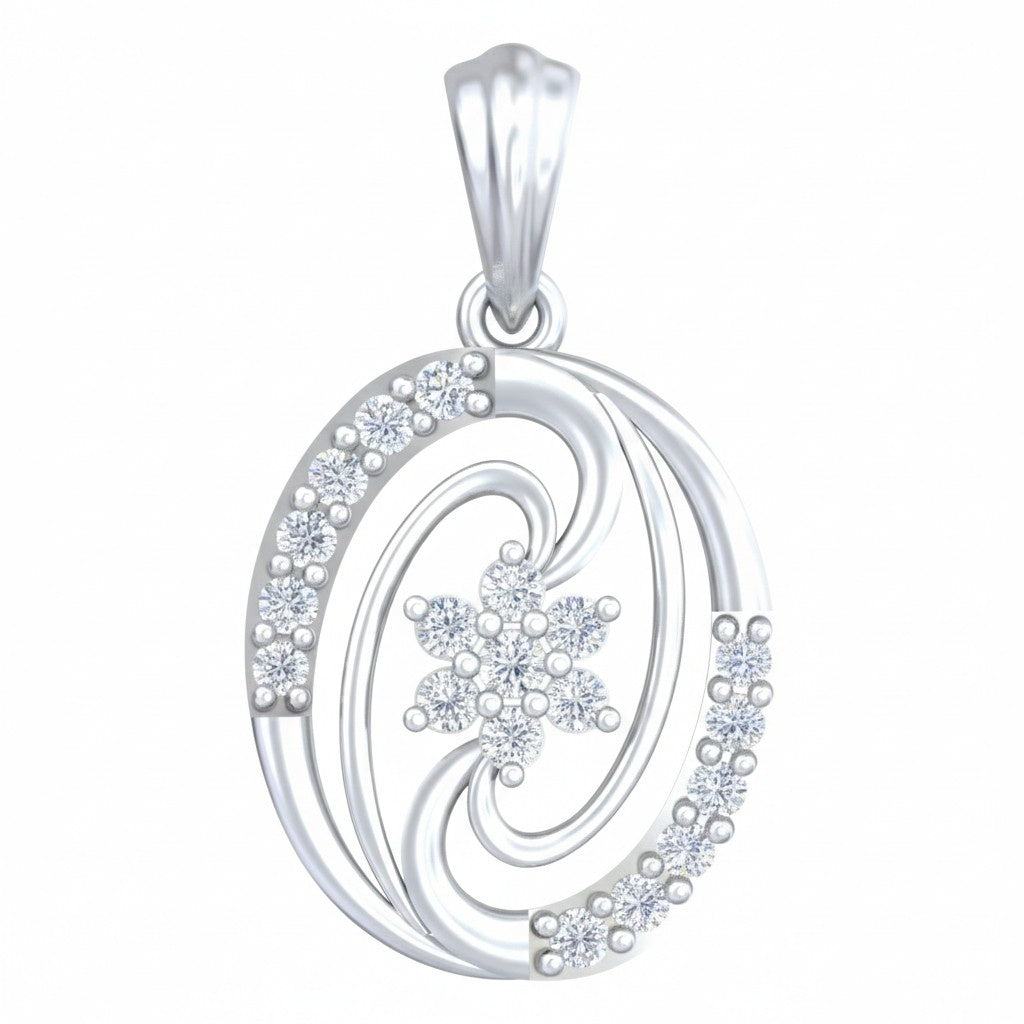 White gold and diamond pendant on white background