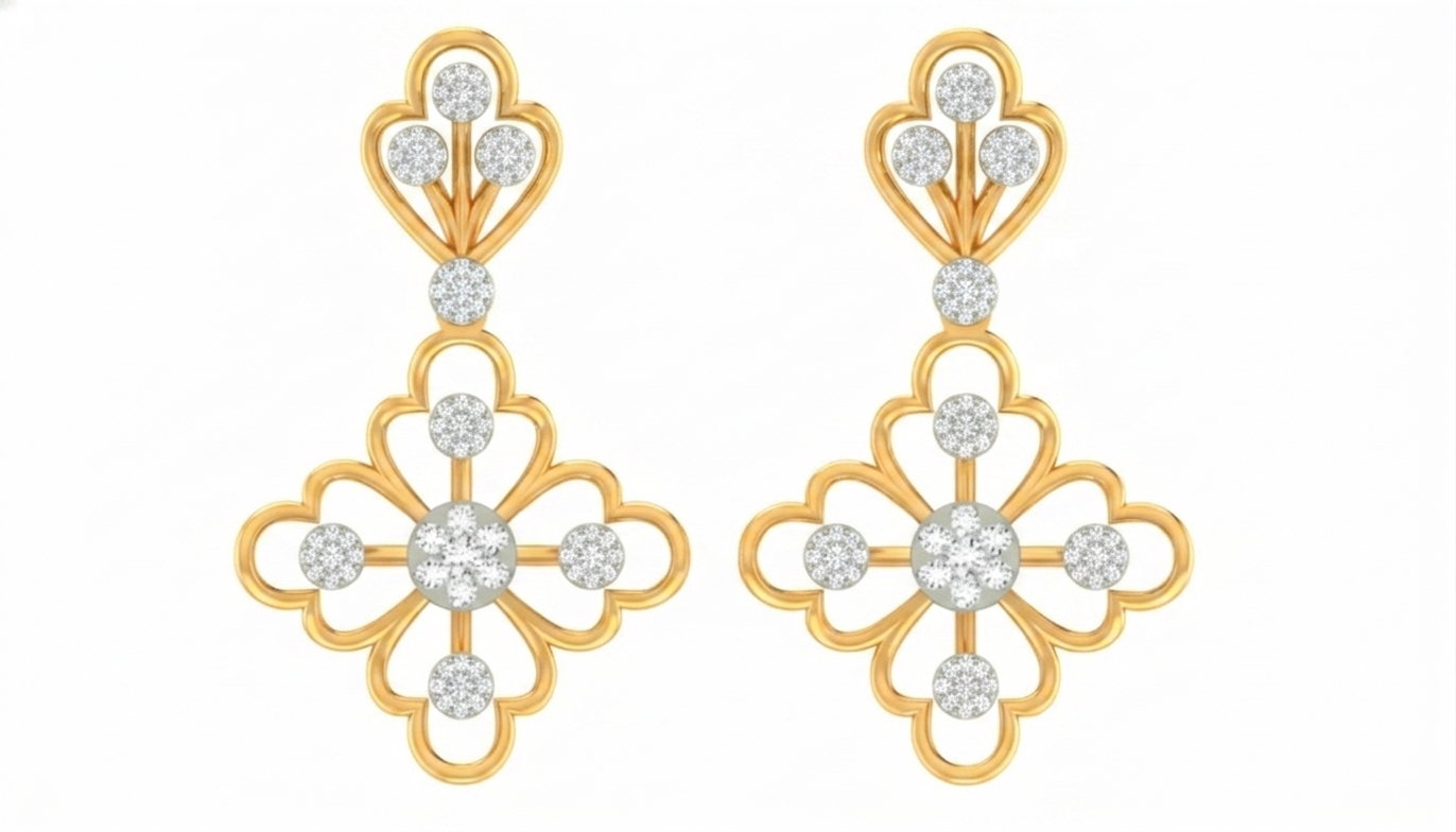 Yellow Gold Diamond Earring | under 40k 