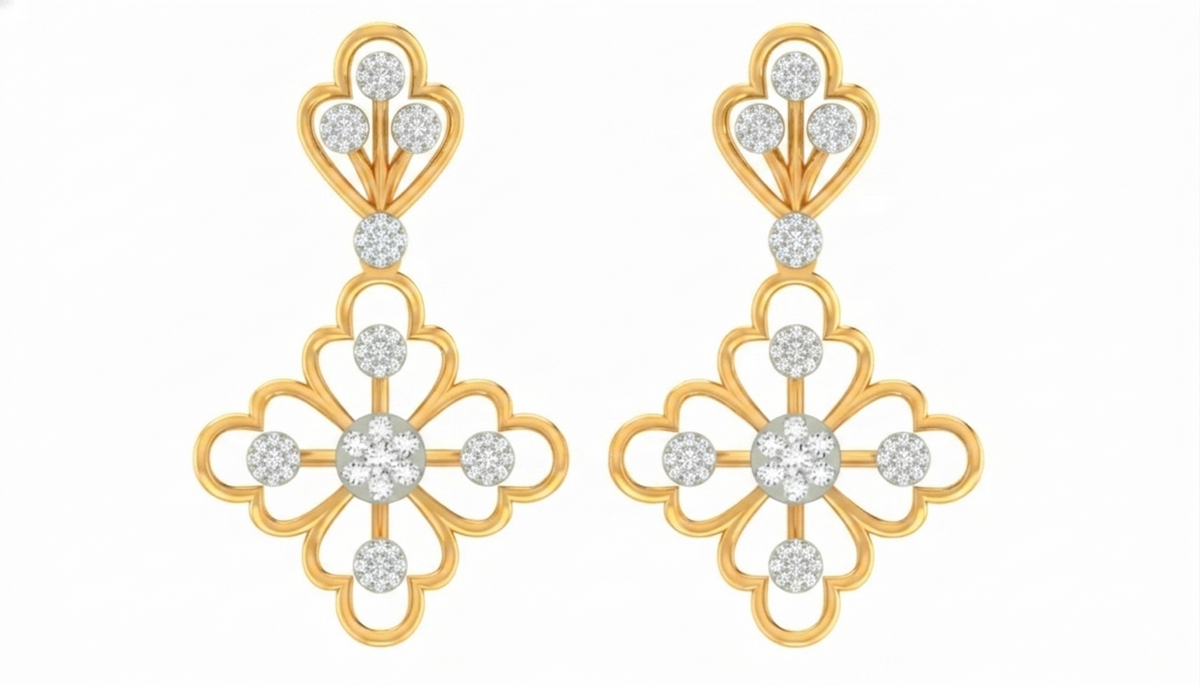 Yellow Gold Diamond Earring | under 40k 