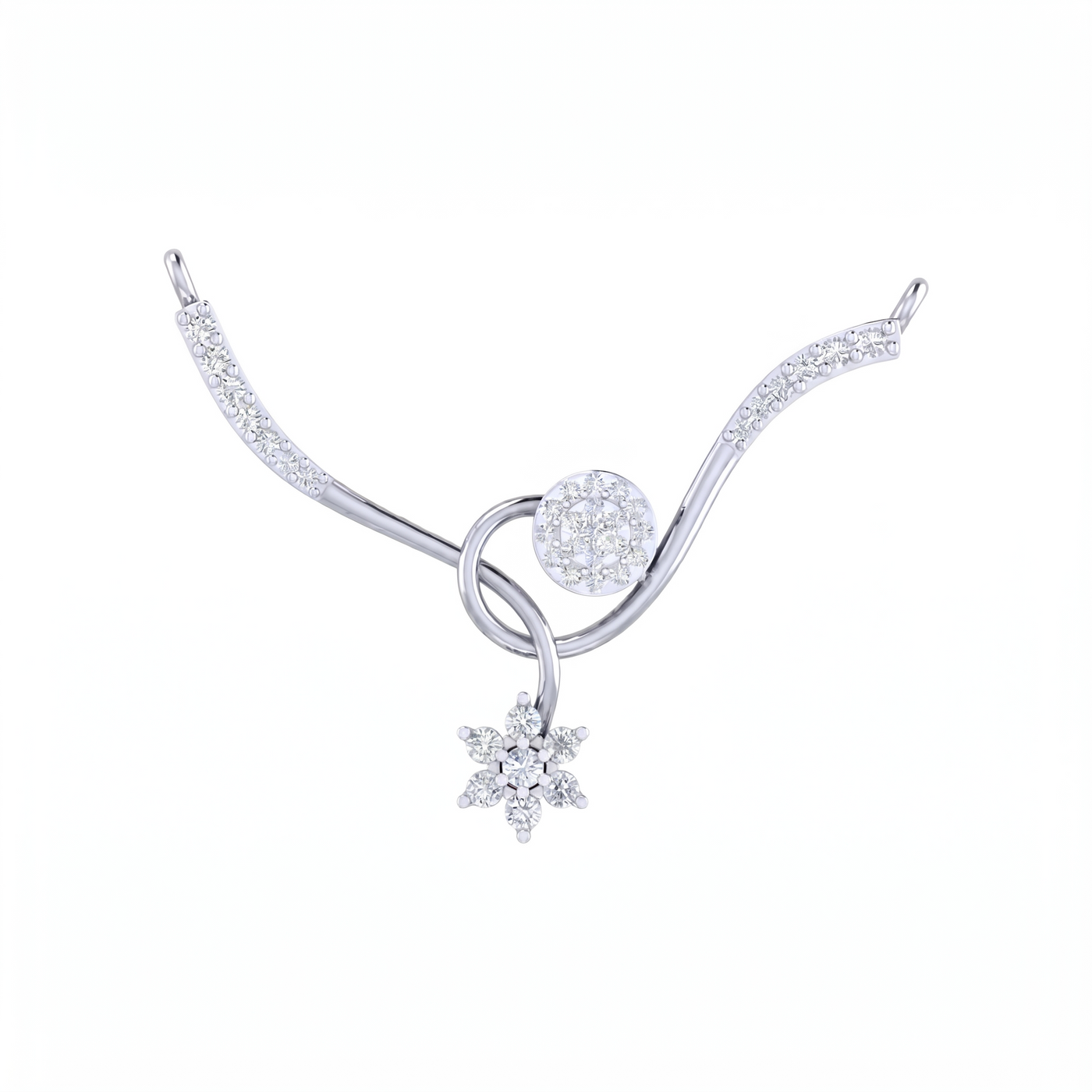 Gold & Diamond Floral Mangalsutra For Women KRC50087