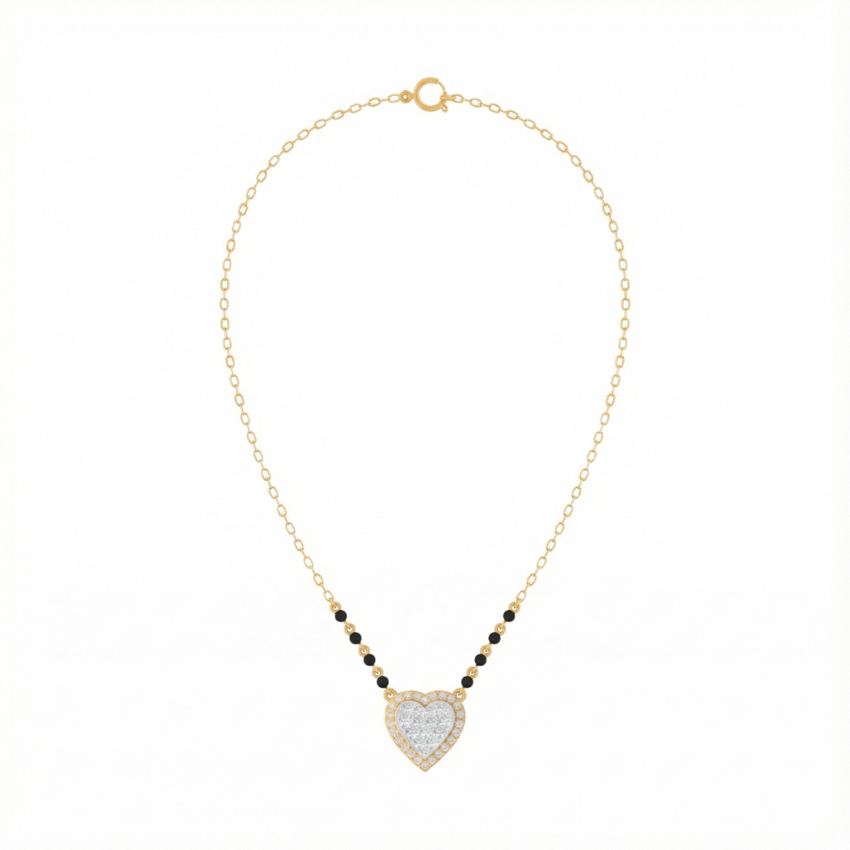 18K Gold & Diamond Heart Mangalsutra For Women KRE90177