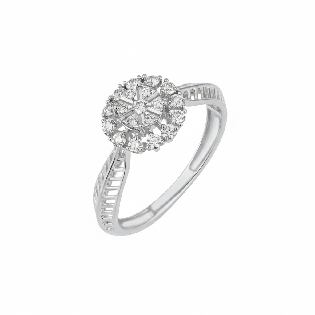 Diamond ring on a white background