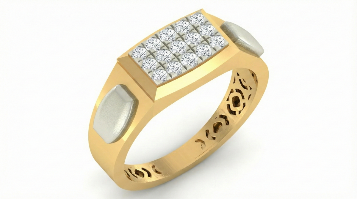 18K Gold & Diamond Band Ring For Men KRA60209