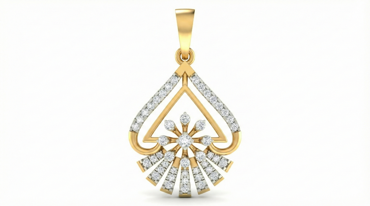 18K Gold & Diamond Floral Pendant Set KRA40169P