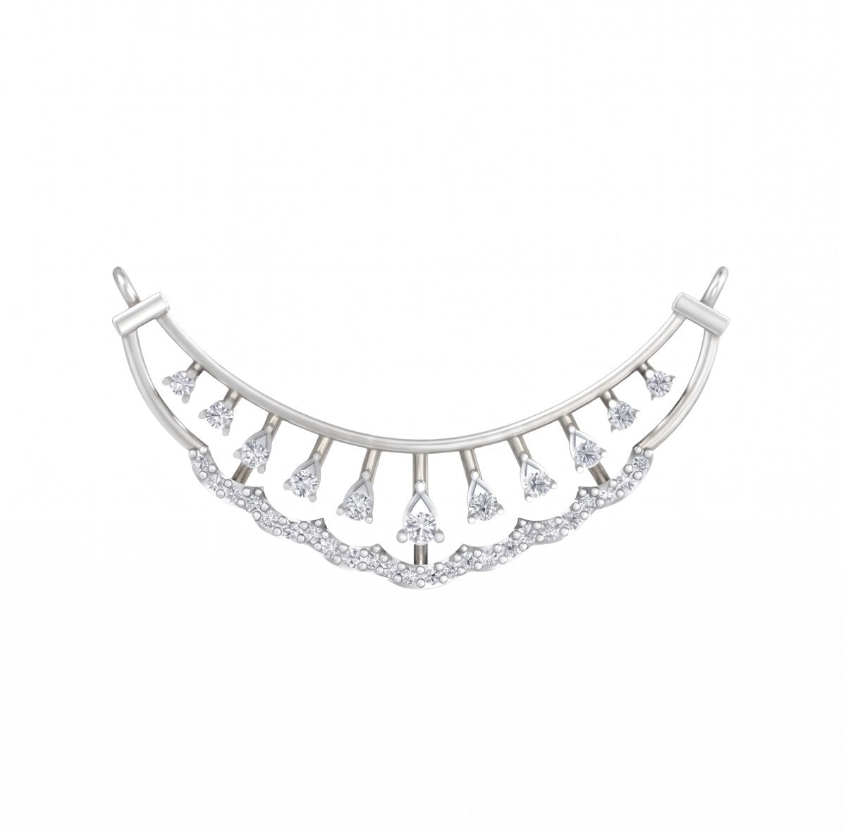 White Gold & Diamond Bridal Mangalsutra on white background
