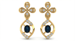 14K Gold & Diamond Women Gemstone Earring KRB44082EG-A