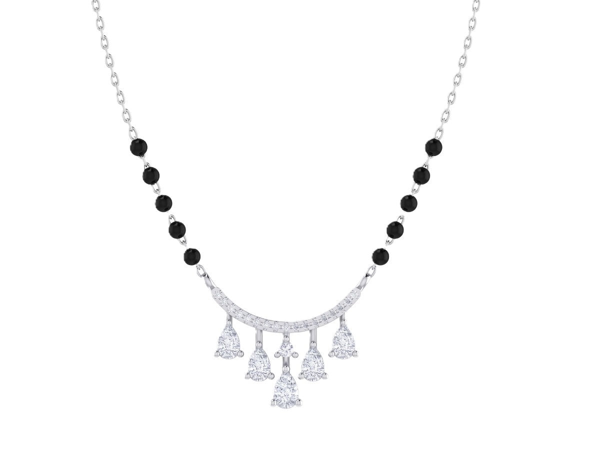 White classic gold & diamond beaded mangalsutra on white background