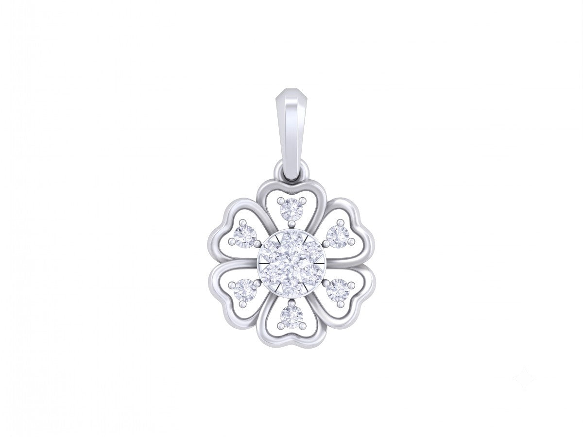 Designer gold and diamond pendant featuring a graceful floral pattern with brilliant diamond accents.