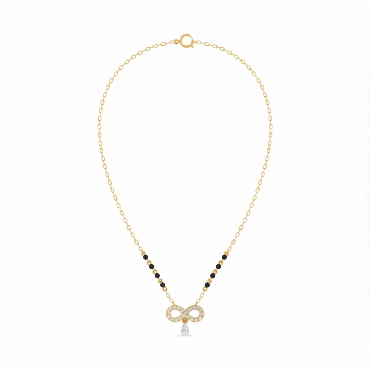 18K Gold & Diamond Beaded Mangalsutra For Women KRE90104