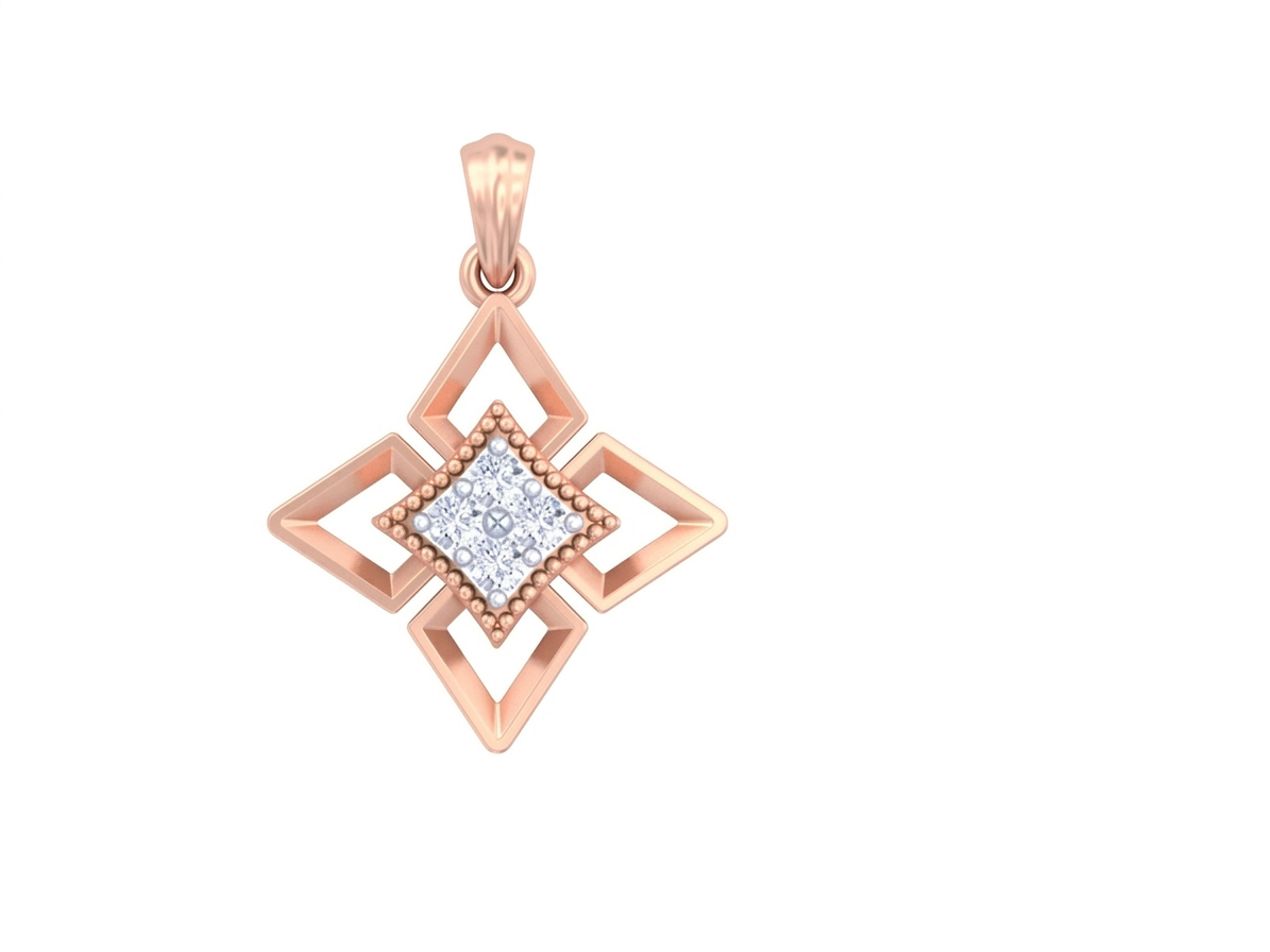 Gold & Diamond Floral Pendant Set KRC40610