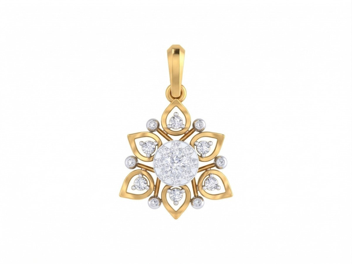 Delicate yellow gold pendant enhanced by sparkling natural diamonds.