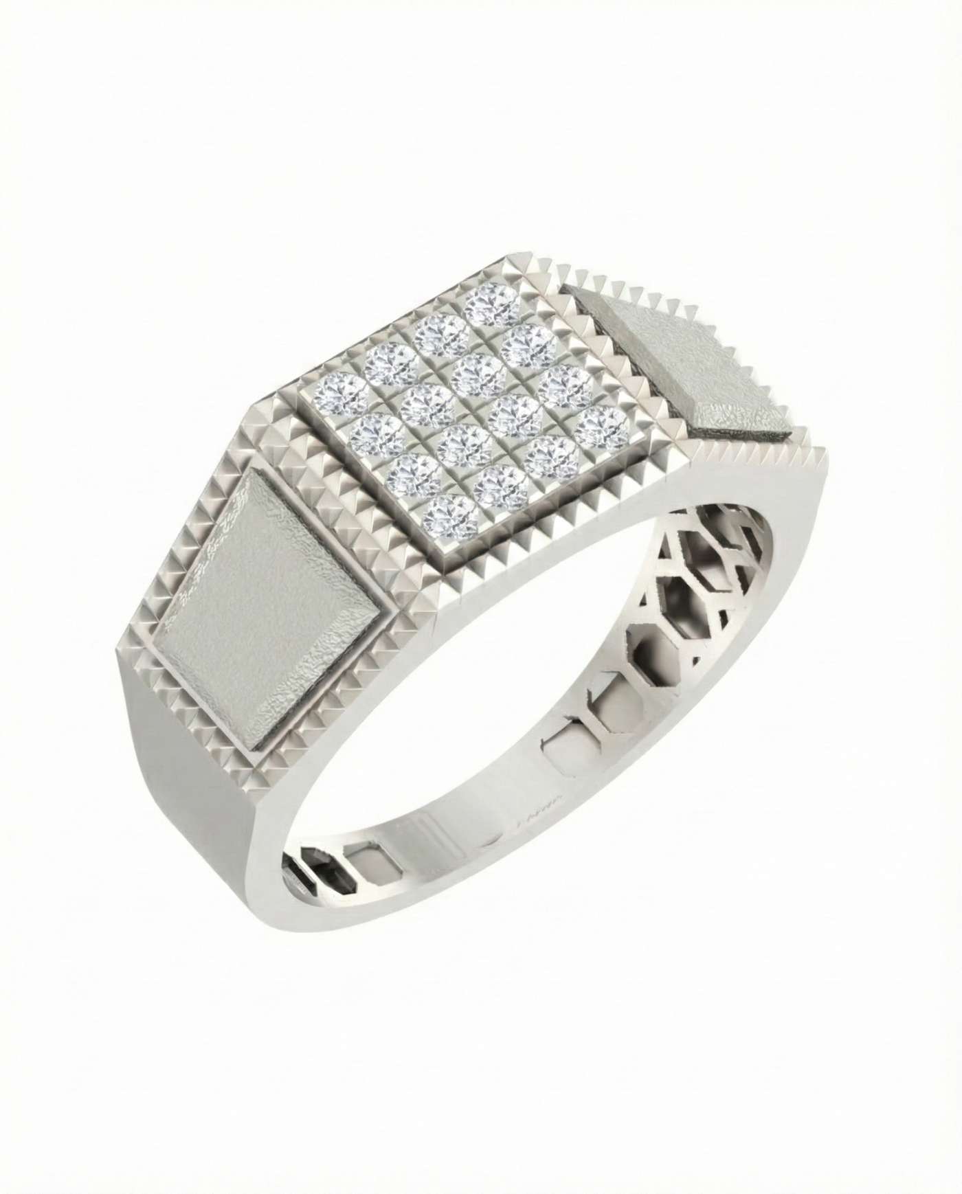 Gold & Diamond Square Ring For Men KRC20163