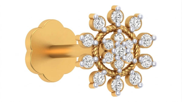 Gold & Diamond Stud Nose Pin KRC80138