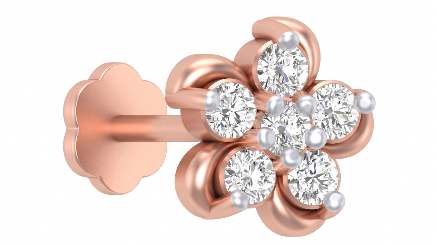 Gold & Diamond Stud Nose Pin KRC80151