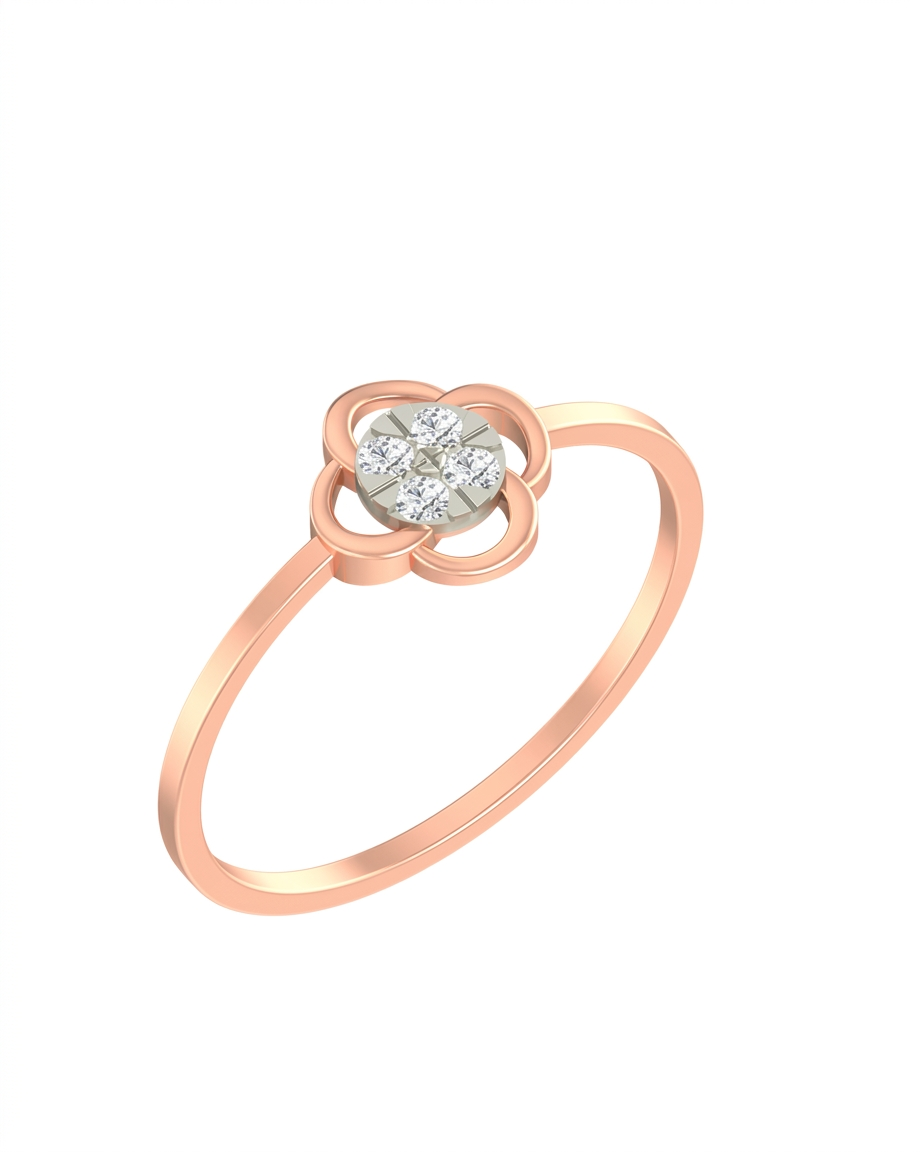 Gold & Diamond Floral Ring For Women KRB10200